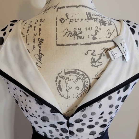ALYX Black/White Sleeveless Polka Dot Sheath Dress - Picture 5 of 5